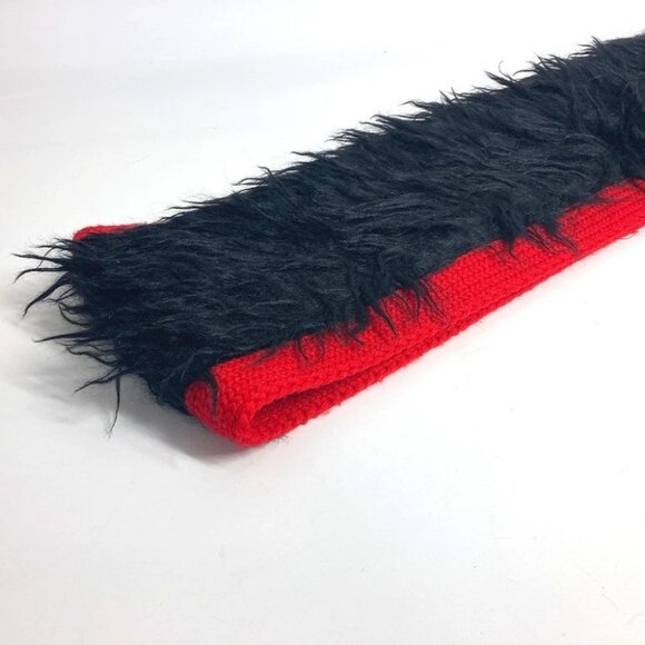 PRADA Bicolor fur Scarf wool / cotton Black/Red - Picture 5 of 9